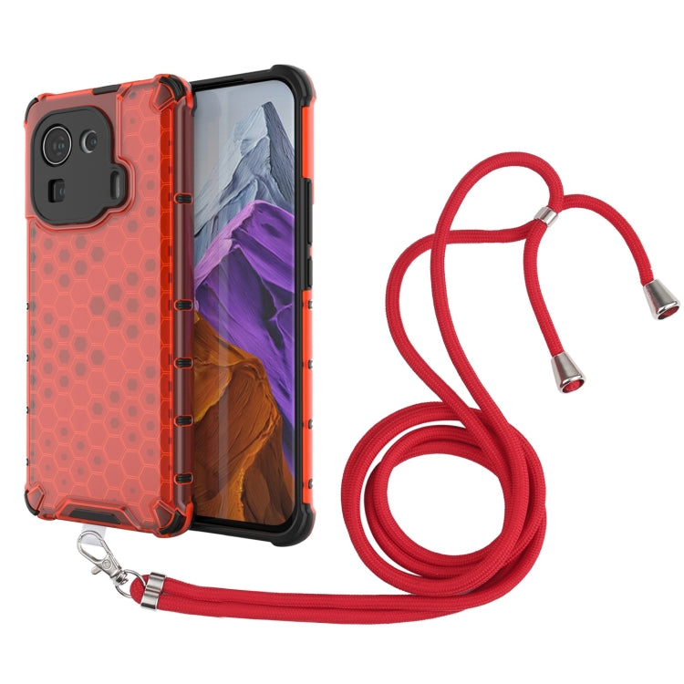 For Xiaomi Mi 11 Pro Shockproof Honeycomb PC + TPU Case with Neck Lanyard