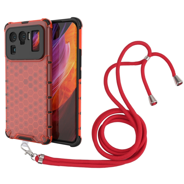 For Xiaomi Mi 11 Ultra Shockproof Honeycomb PC + TPU Case with Neck Lanyard