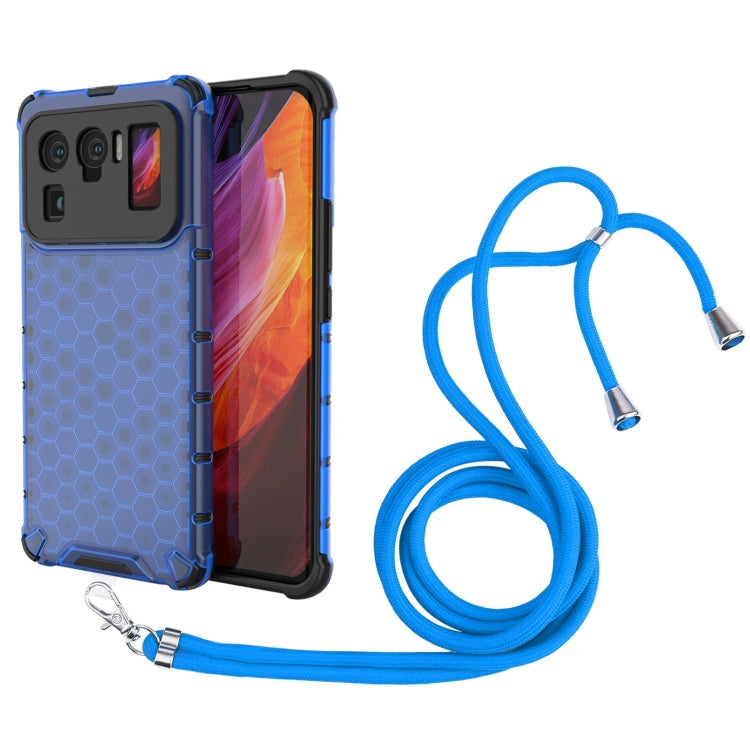 For Xiaomi Mi 11 Ultra Shockproof Honeycomb PC + TPU Case with Neck Lanyard