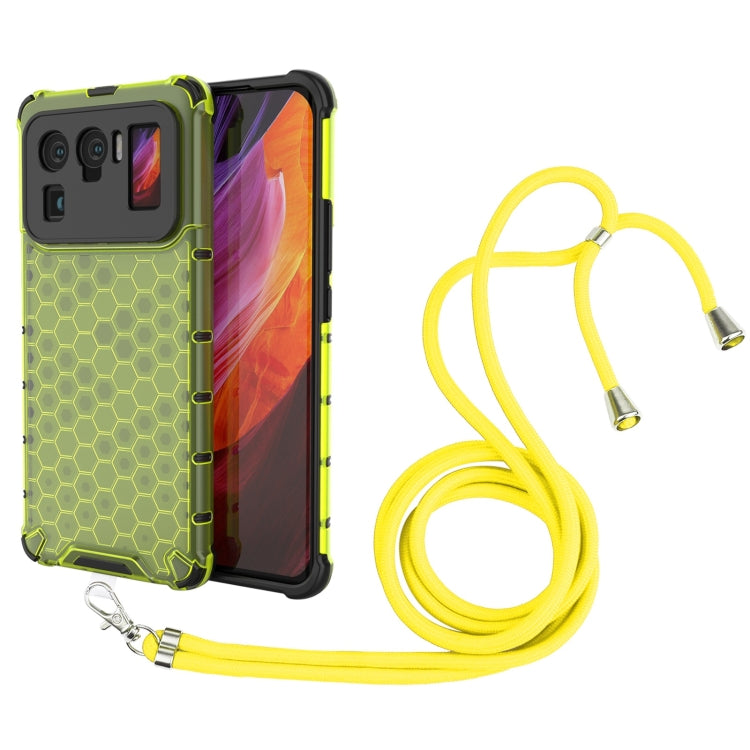 For Xiaomi Mi 11 Ultra Shockproof Honeycomb PC + TPU Case with Neck Lanyard