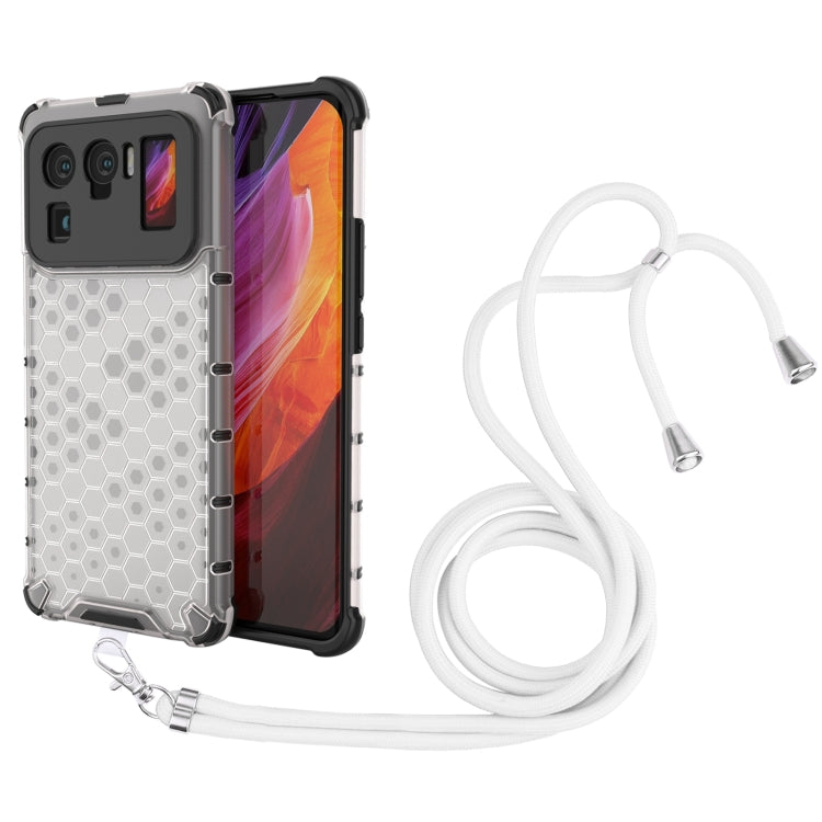 For Xiaomi Mi 11 Ultra Shockproof Honeycomb PC + TPU Case with Neck Lanyard