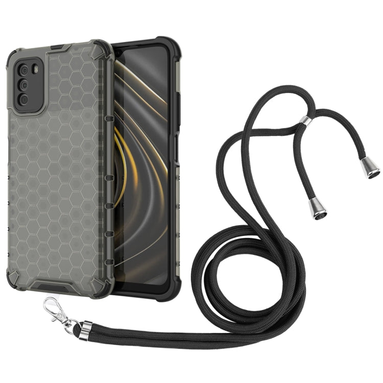 For Xiaomi Poco M3 Shockproof Honeycomb PC + TPU Case with Neck Lanyard