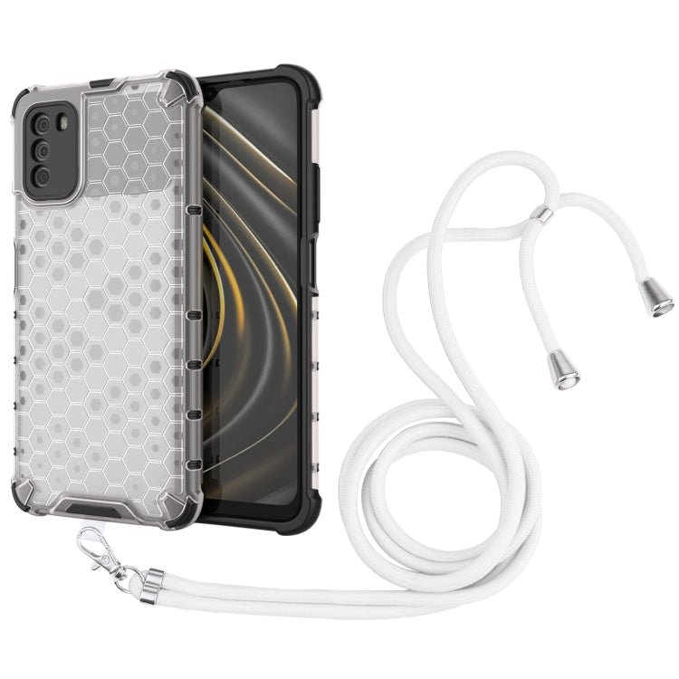 For Xiaomi Poco M3 Shockproof Honeycomb PC + TPU Case with Neck Lanyard