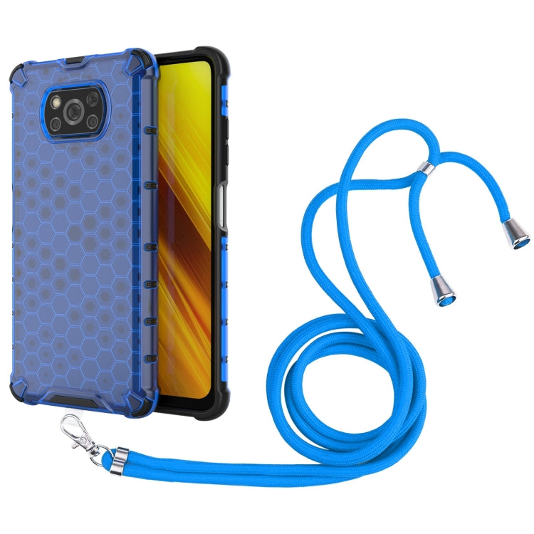 For Xiaomi Poco X3 NFC Shockproof Honeycomb PC + TPU Case with Neck Lanyard