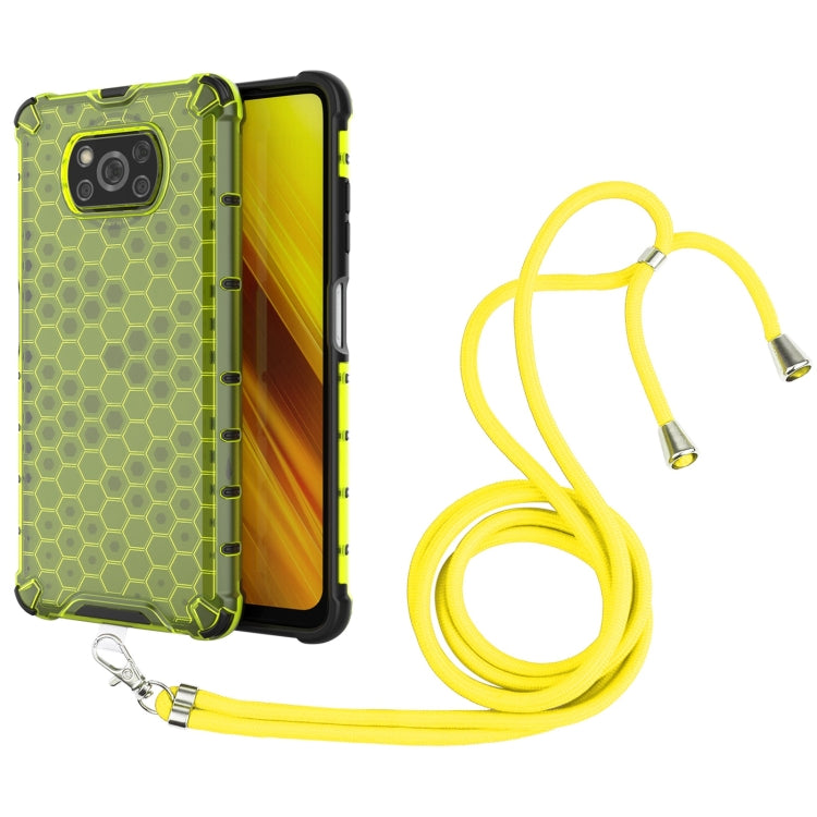 For Xiaomi Poco X3 NFC Shockproof Honeycomb PC + TPU Case with Neck Lanyard