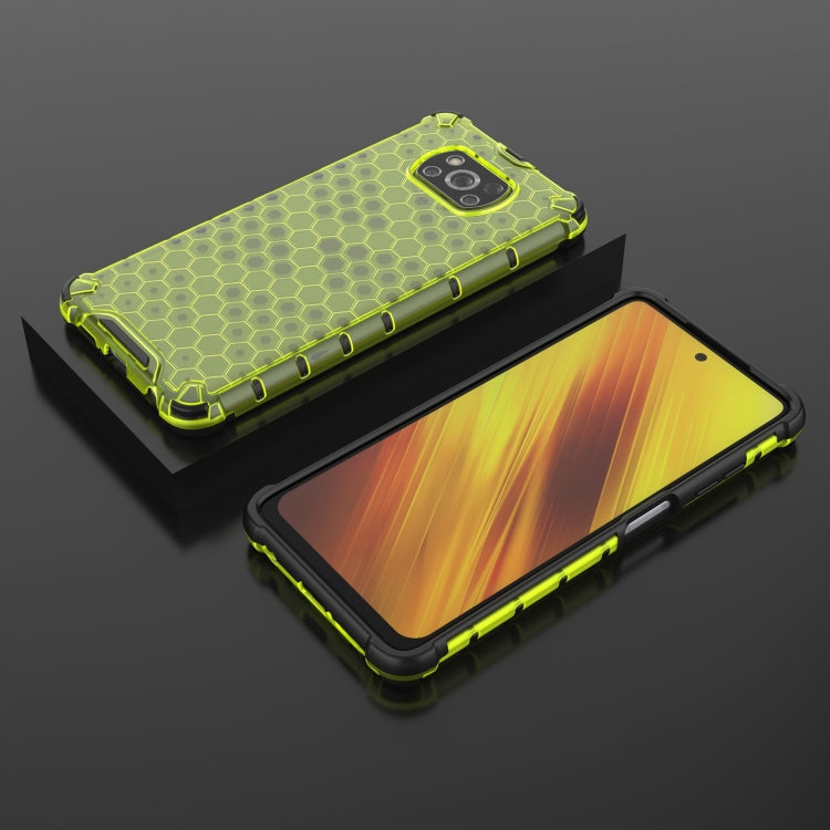 For Xiaomi Poco X3 NFC Shockproof Honeycomb PC + TPU Case with Neck Lanyard