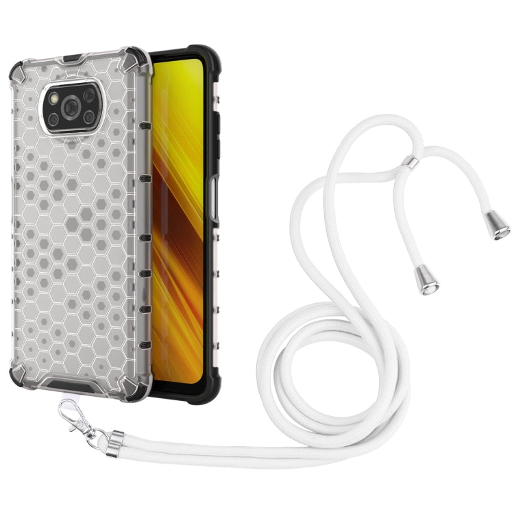 For Xiaomi Poco X3 NFC Shockproof Honeycomb PC + TPU Case with Neck Lanyard