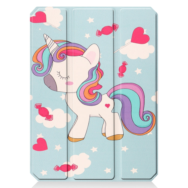 For iPad mini 6 Colored Drawing Horizontal Flip TPU + PU Leather Tablet Case with Three-folding Holder & Sleep / Wake-up Function & Pen Slot