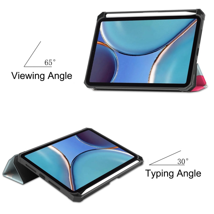 For iPad mini 6 Colored Drawing Horizontal Flip TPU + PU Leather Tablet Case with Three-folding Holder & Sleep / Wake-up Function & Pen Slot