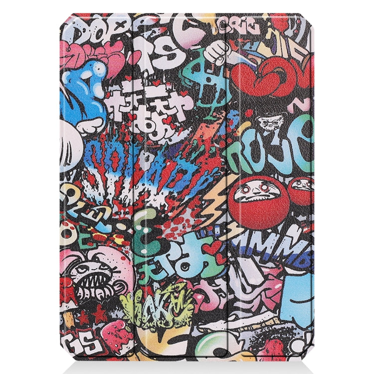 For iPad mini 6 Colored Drawing Horizontal Flip TPU + PU Leather Tablet Case with Three-folding Holder & Sleep / Wake-up Function & Pen Slot