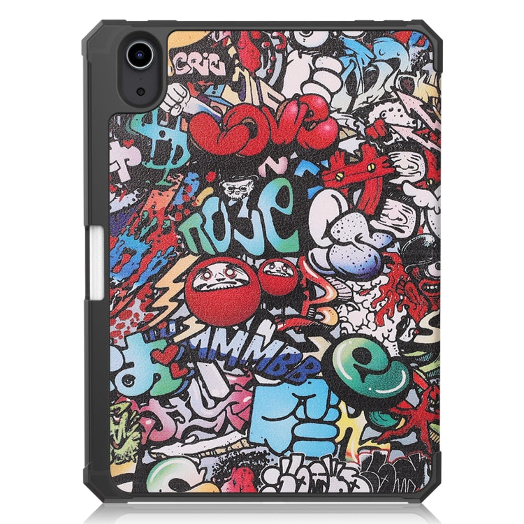 For iPad mini 6 Colored Drawing Horizontal Flip TPU + PU Leather Tablet Case with Three-folding Holder & Sleep / Wake-up Function & Pen Slot