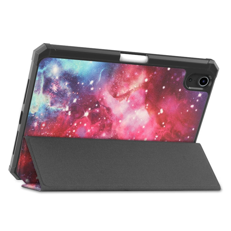 For iPad mini 6 Colored Drawing Horizontal Flip TPU + PU Leather Tablet Case with Three-folding Holder & Sleep / Wake-up Function & Pen Slot