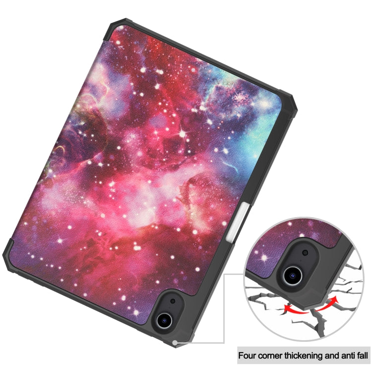 For iPad mini 6 Colored Drawing Horizontal Flip TPU + PU Leather Tablet Case with Three-folding Holder & Sleep / Wake-up Function & Pen Slot
