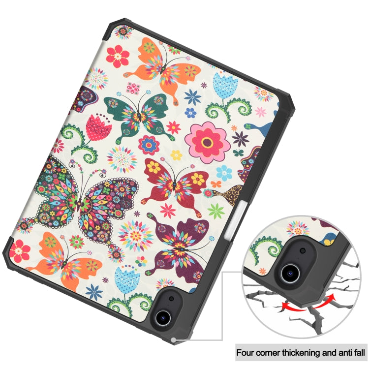 For iPad mini 6 Colored Drawing Horizontal Flip TPU + PU Leather Tablet Case with Three-folding Holder & Sleep / Wake-up Function & Pen Slot