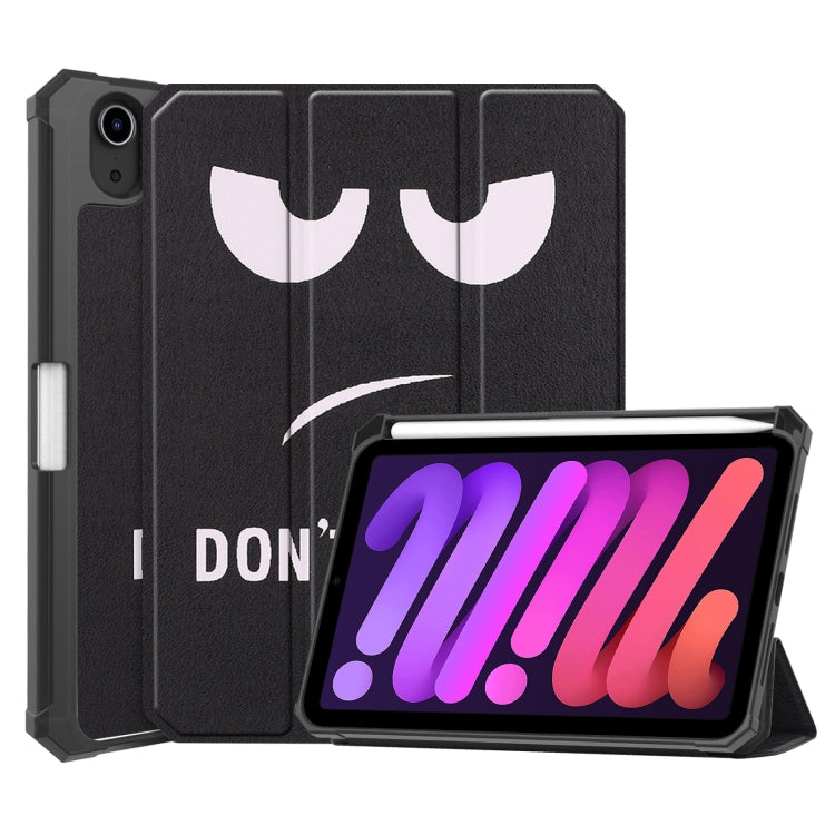 For iPad mini 6 Colored Drawing Horizontal Flip TPU + PU Leather Tablet Case with Three-folding Holder & Sleep / Wake-up Function & Pen Slot