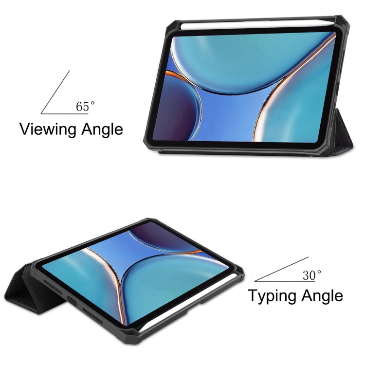 For iPad mini 6 Colored Drawing Horizontal Flip TPU + PU Leather Tablet Case with Three-folding Holder & Sleep / Wake-up Function & Pen Slot