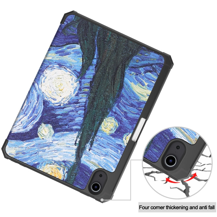 For iPad mini 6 Colored Drawing Horizontal Flip TPU + PU Leather Tablet Case with Three-folding Holder & Sleep / Wake-up Function & Pen Slot