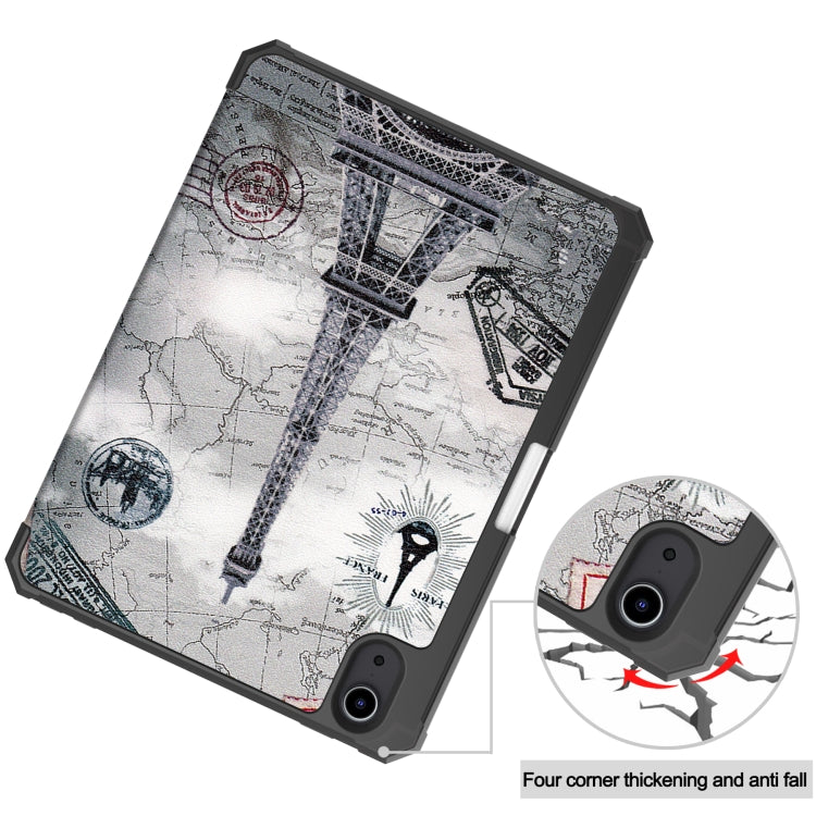 For iPad mini 6 Colored Drawing Horizontal Flip TPU + PU Leather Tablet Case with Three-folding Holder & Sleep / Wake-up Function & Pen Slot