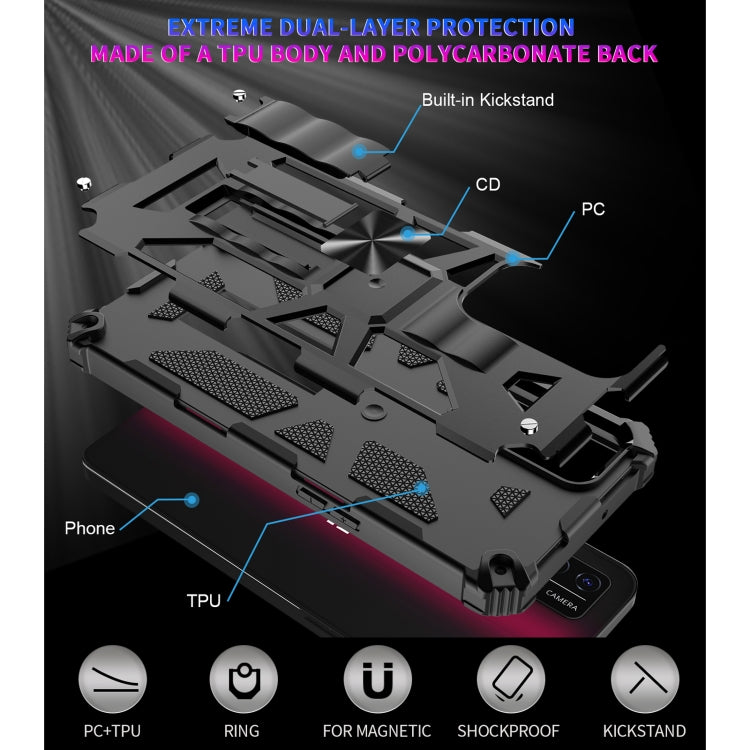 For T-Mobile REVVL V+ 5G Shockproof TPU + PC Magnetic Protective Case with Holder