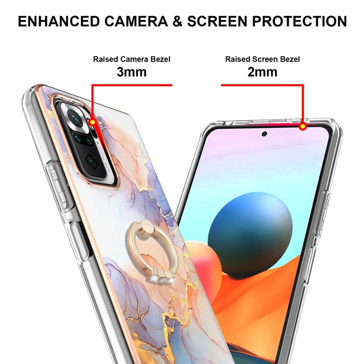 For Xiaomi Redmi Note 10 Pro/ 10 Pro Max Electroplating Pattern IMD TPU Shockproof Case with Rhinestone Ring Holder
