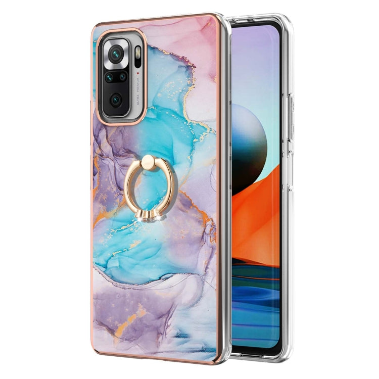 For Xiaomi Redmi Note 10 Pro/ 10 Pro Max Electroplating Pattern IMD TPU Shockproof Case with Rhinestone Ring Holder