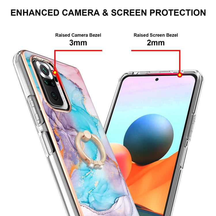 For Xiaomi Redmi Note 10 Pro/ 10 Pro Max Electroplating Pattern IMD TPU Shockproof Case with Rhinestone Ring Holder
