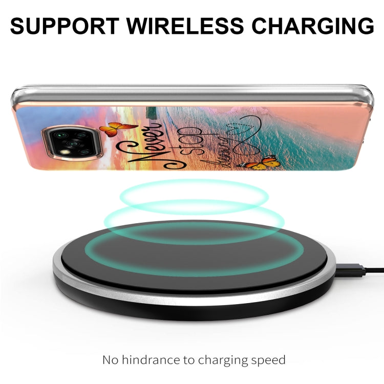 For Xiaomi Poco X3 NFC Electroplating Pattern IMD TPU Shockproof Case with Rhinestone Ring Holder