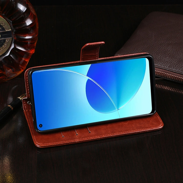 idewei Crazy Horse Texture Horizontal Flip Leather Case with Holder & Card Slots & Wallet For OPPO Reno6 Z 5G