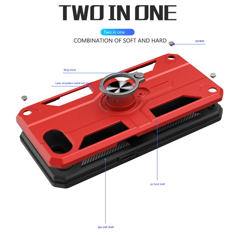 Carbon Fiber Pattern PC + TPU Protective Case with Ring Holder For OPPO A1k / Realme C2