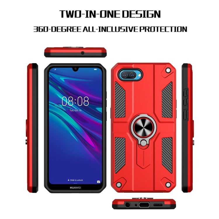 Carbon Fiber Pattern PC + TPU Protective Case with Ring Holder For OPPO A3s