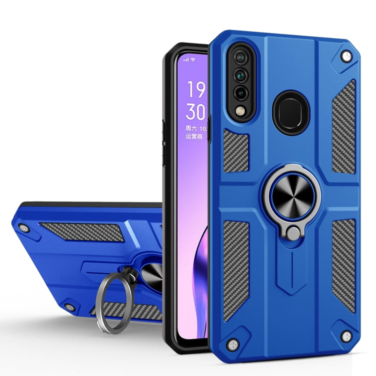 Carbon Fiber Pattern PC + TPU Protective Case with Ring Holder For OPPO A31 / A8
