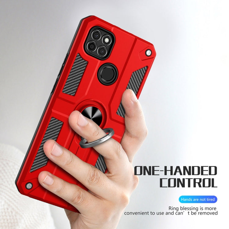 Carbon Fiber Pattern PC + TPU Protective Case with Ring Holder For OPPO A15
