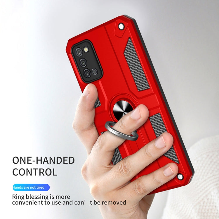 Carbon Fiber Pattern PC + TPU Protective Case with Ring Holder For OPPO A50 / A72