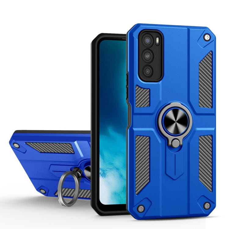 Carbon Fiber Pattern PC + TPU Protective Case with Ring Holder For vivo V20 SE
