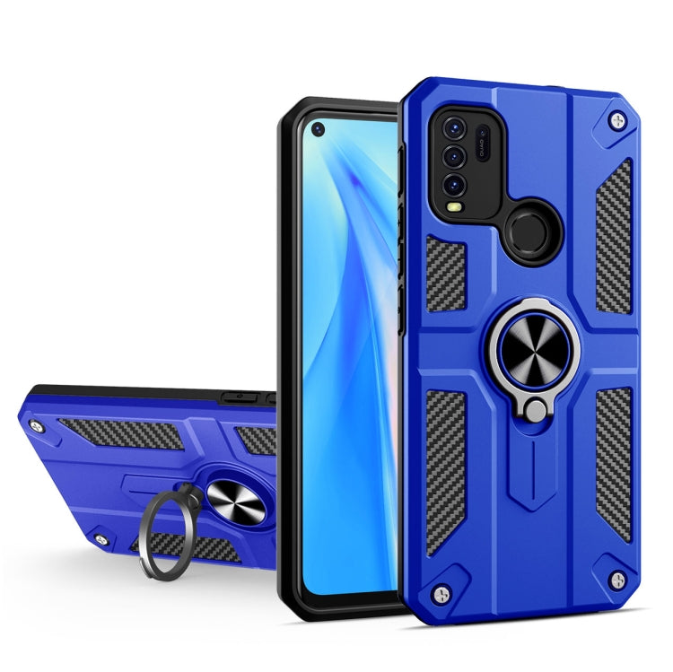 Carbon Fiber Pattern PC + TPU Protective Case with Ring Holder For vivo Y50 / Y30
