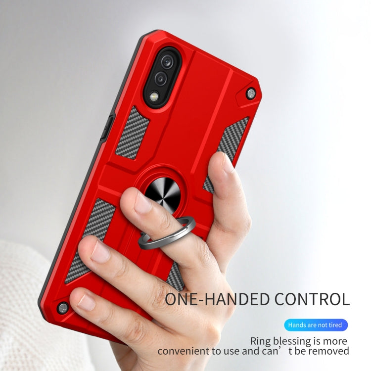 Carbon Fiber Pattern PC + TPU Protective Case with Ring Holder For vivo Y93