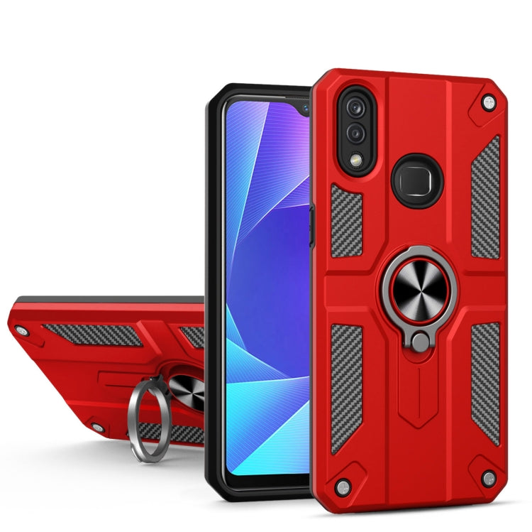 Carbon Fiber Pattern PC + TPU Protective Case with Ring Holder For vivo Y95