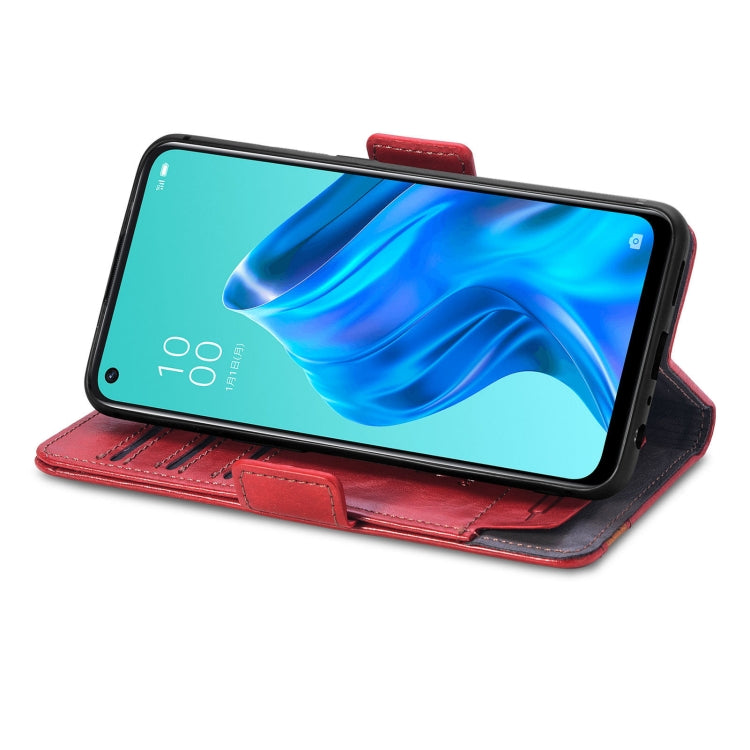 For OPPO Reno 5A CaseNeo Business Splicing Dual Magnetic Buckle Horizontal Flip PU Leather Case with Holder & Card Slots & Wallet