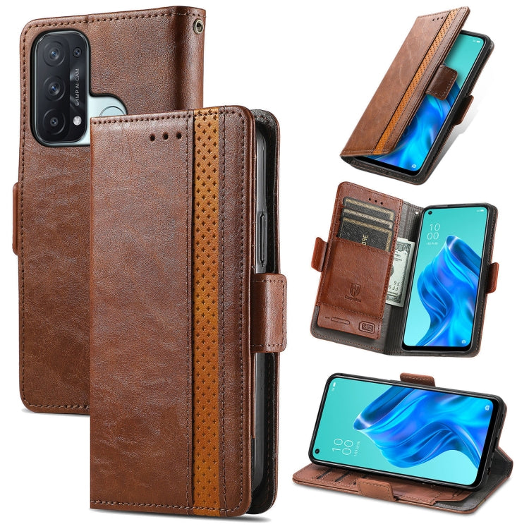 For OPPO Reno 5A CaseNeo Business Splicing Dual Magnetic Buckle Horizontal Flip PU Leather Case with Holder & Card Slots & Wallet
