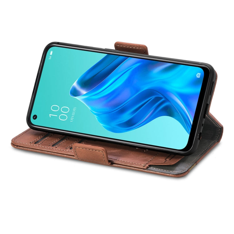 For OPPO Reno 5A CaseNeo Business Splicing Dual Magnetic Buckle Horizontal Flip PU Leather Case with Holder & Card Slots & Wallet