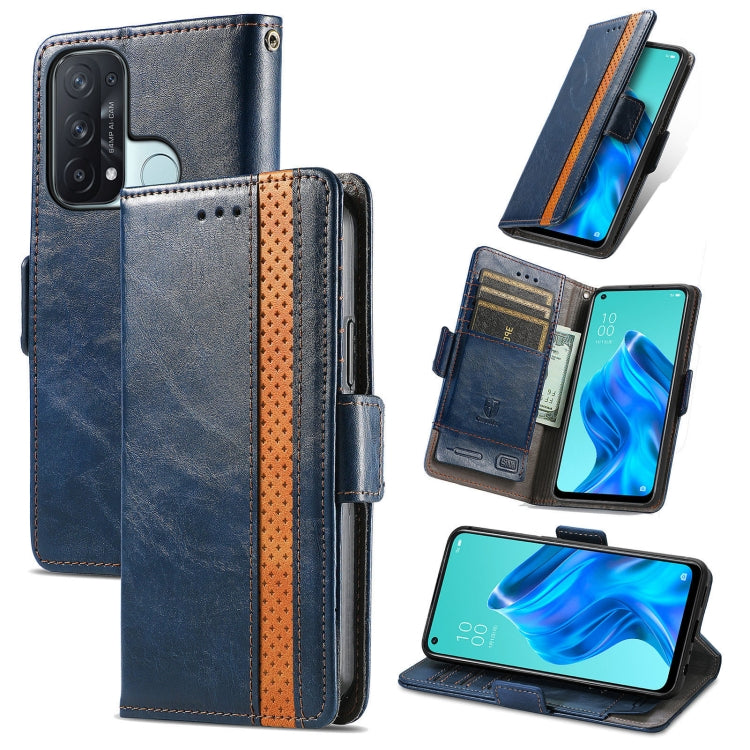 For OPPO Reno 5A CaseNeo Business Splicing Dual Magnetic Buckle Horizontal Flip PU Leather Case with Holder & Card Slots & Wallet