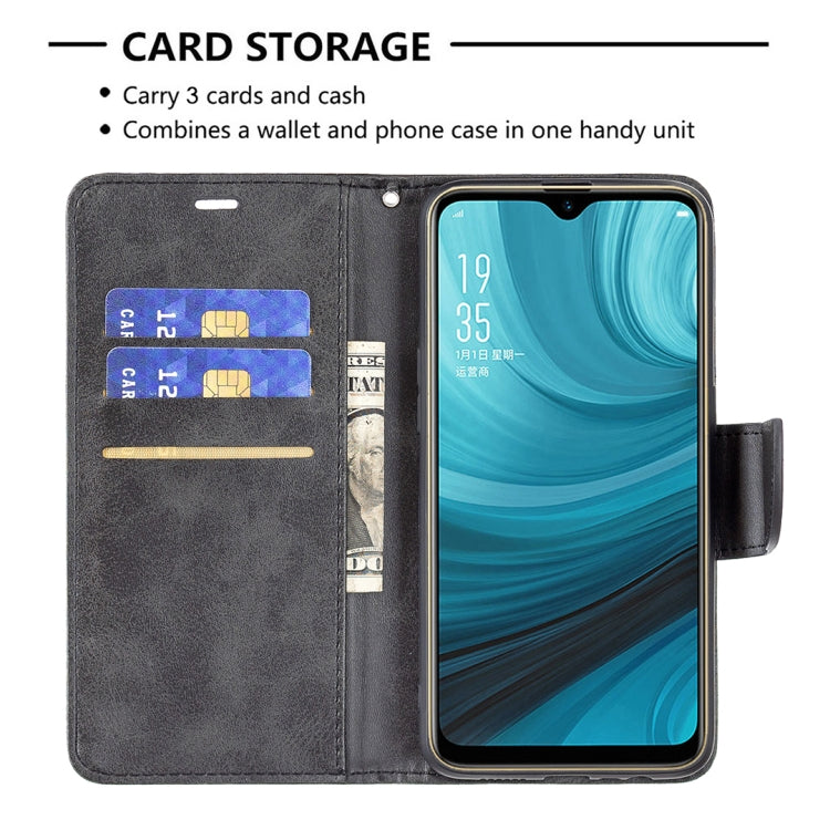 For OPPO A7 Retro Lambskin Texture Pure Color Horizontal Flip PU Leather Case with Holder & Card Slots & Wallet & Lanyard