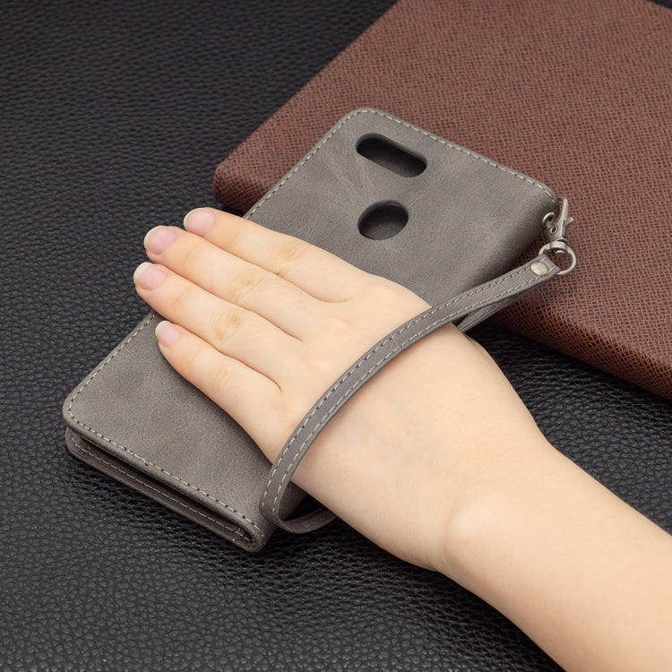 For OPPO A7 Retro Lambskin Texture Pure Color Horizontal Flip PU Leather Case with Holder & Card Slots & Wallet & Lanyard