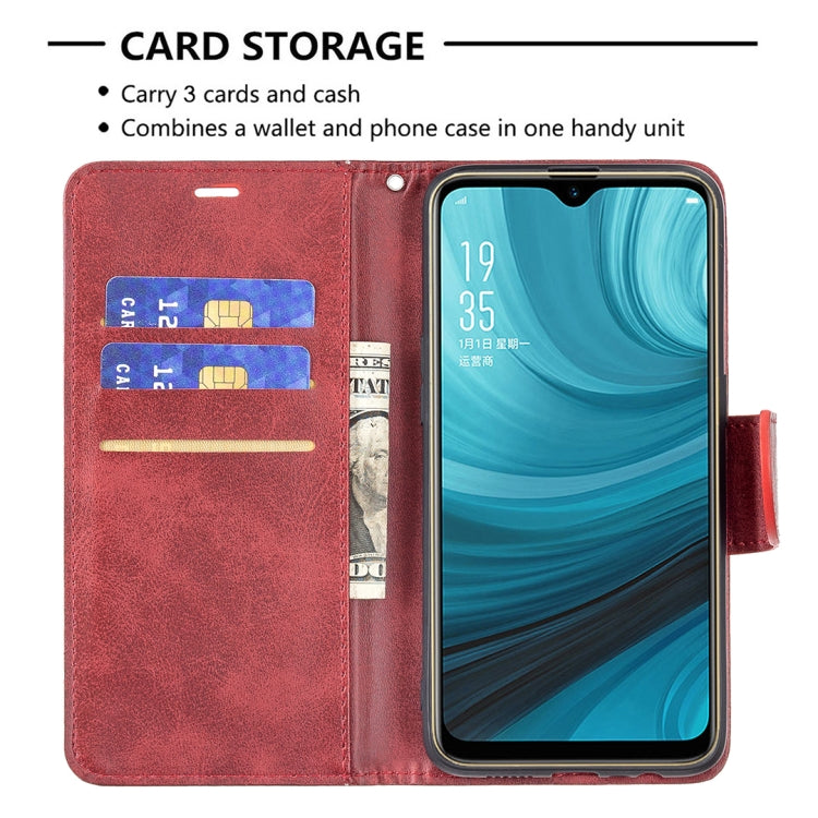 For OPPO A7 Retro Lambskin Texture Pure Color Horizontal Flip PU Leather Case with Holder & Card Slots & Wallet & Lanyard