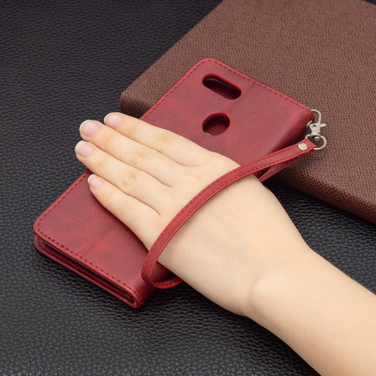 For OPPO A7 Retro Lambskin Texture Pure Color Horizontal Flip PU Leather Case with Holder & Card Slots & Wallet & Lanyard