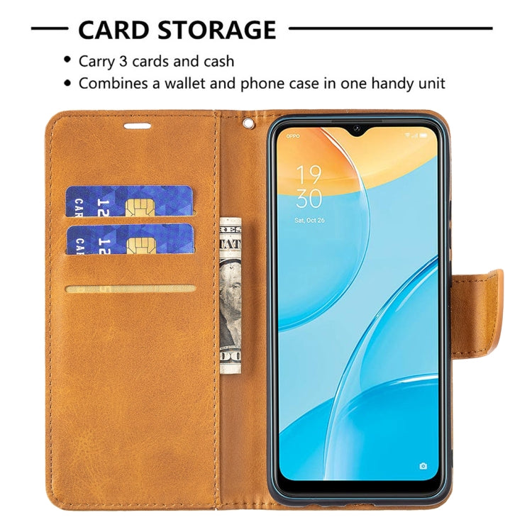 For OPPO A15 Retro Lambskin Texture Pure Color Horizontal Flip PU Leather Case with Holder & Card Slots & Wallet & Lanyard