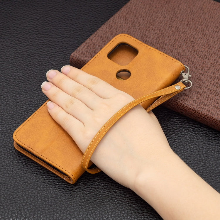 For OPPO A15 Retro Lambskin Texture Pure Color Horizontal Flip PU Leather Case with Holder & Card Slots & Wallet & Lanyard