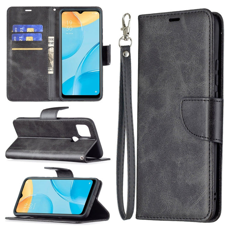 For OPPO A15 Retro Lambskin Texture Pure Color Horizontal Flip PU Leather Case with Holder & Card Slots & Wallet & Lanyard