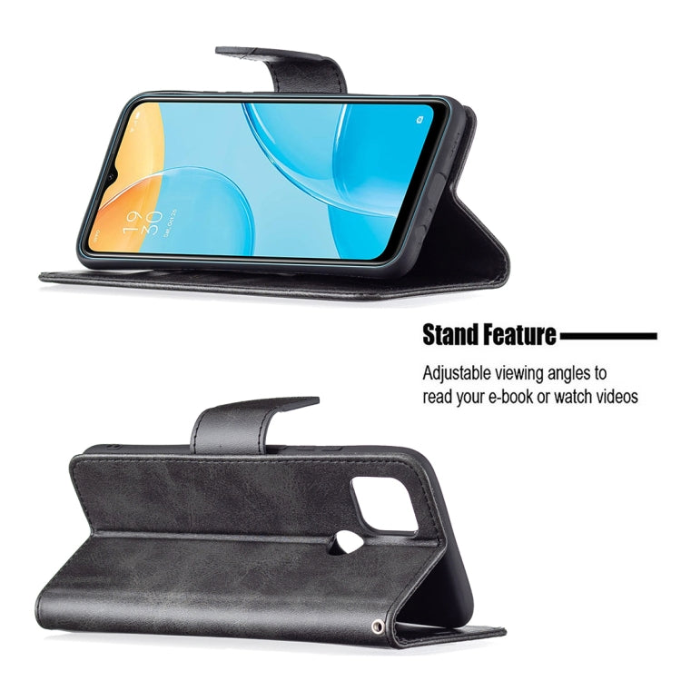 For OPPO A15 Retro Lambskin Texture Pure Color Horizontal Flip PU Leather Case with Holder & Card Slots & Wallet & Lanyard