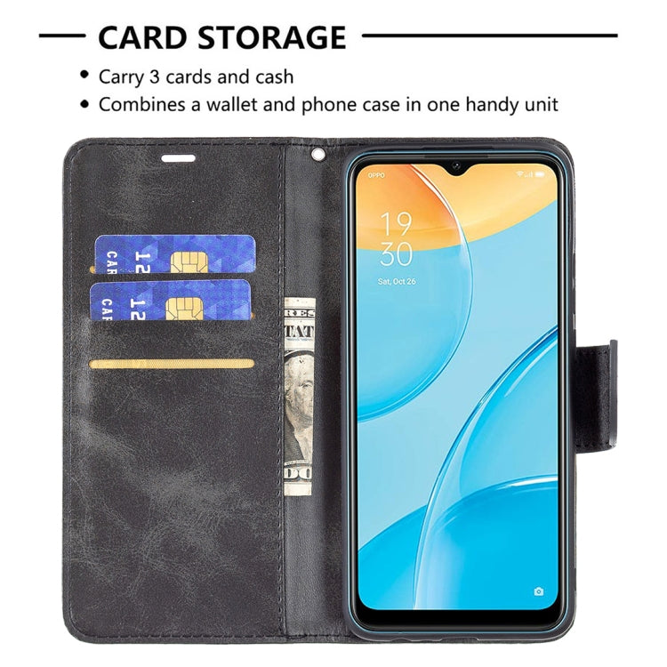 For OPPO A15 Retro Lambskin Texture Pure Color Horizontal Flip PU Leather Case with Holder & Card Slots & Wallet & Lanyard